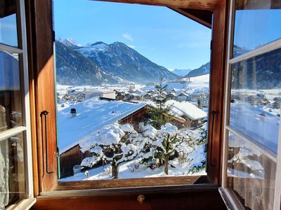 Aussicht vom Schlafzimmer auf Dorf Zweisimmen