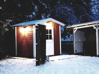 Sauna, überdachter Sitzplatz