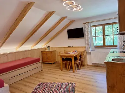 Wohnzimmer mit Küche