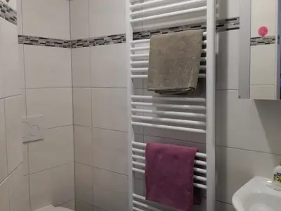 Badezimmer mit Dusche und WC