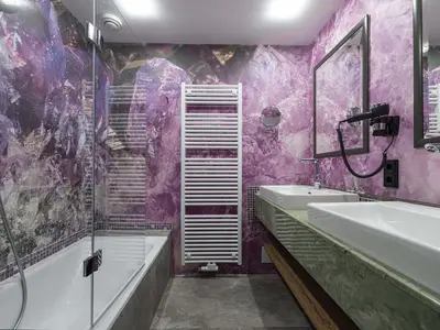 Badezimmer Suite Amethyst im Hotel Sommerhof