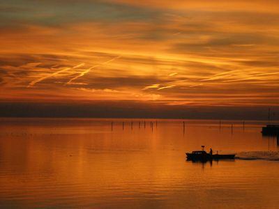 Sonnenuntergang Strand der Pension am Bodensee