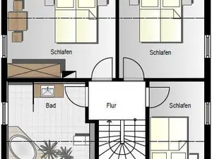 2. OG mit Schlafzimmern und Bad