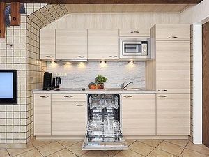 Küchenzeile mit Spülmaschine und Microwelle