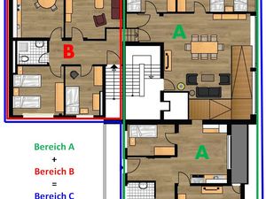 Grundriss | Bereich A + Bereich B = Bereich