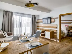 Wohnraum mit integrierter Küchenzeile