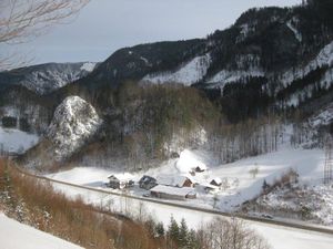 Winter Hausansicht von oben