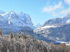 Aussicht zum Wetterhornmassiv und Eiger direkt aus der Stube