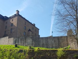 Blick auf Schloss Malberg von der Terrasse