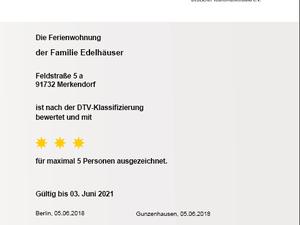 3-Sterne Urkunde des DTV