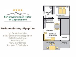 Grundriss. Ferienwohnung Alpspitze Raumaufteilung