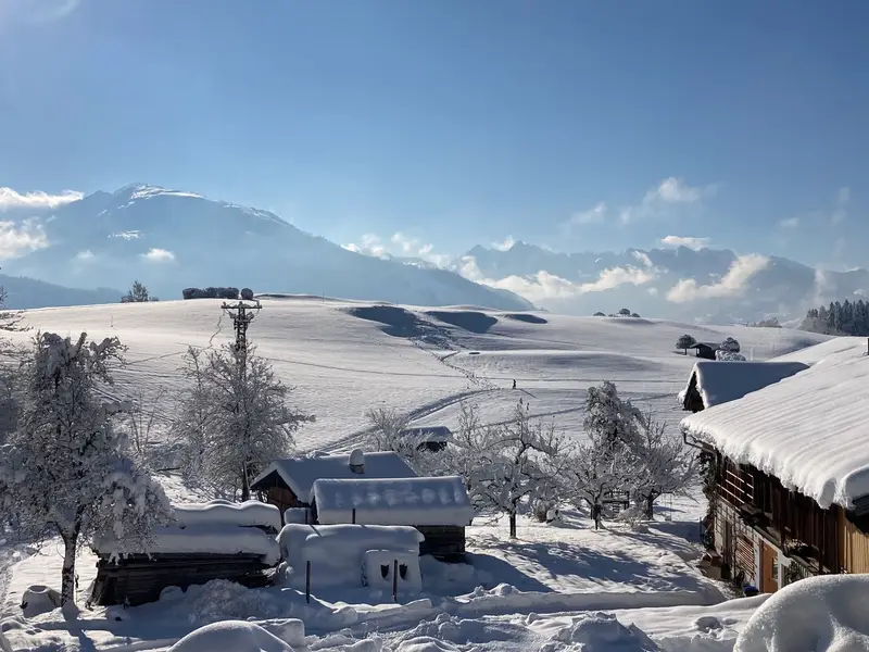 Blick zur Loipe und Schlittenberg Blick zur Loipe und Schlittenberg