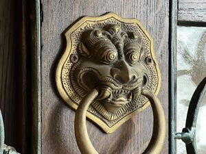 Löwenkopf an alter Haustüre