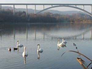 Froschgrundsee mit höchster Eisenbahnrundbogenbrücke Europas