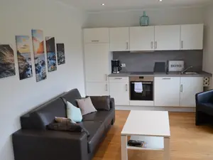 heller Küchen- und Wohnbereich mit Schlafsofa