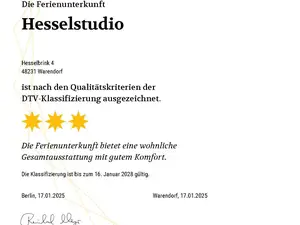 DTV Klassifizierung Ferienwohnung Hesselstudio