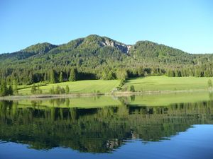 Blick auf den See vom Badestrand aus