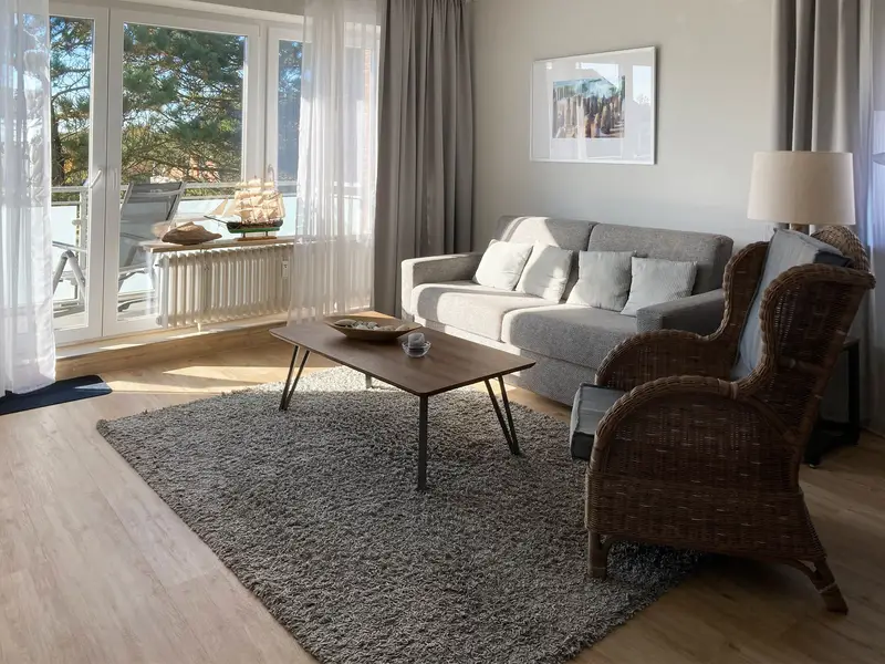 Wohnzimmer der Ferienwohnung Tidenblick in Wittdün auf Amrum Wohnzimmer der Ferienwohnung Tidenblick in Wittdün auf Amrum