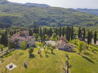 Das weitläufige Grundstück mit dem Grün rund um die Villa und dem schönen Pool