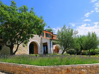 Wunderschöne Villa Marina Vlakovo mit Gemeinschaftspool und schöner gepflegter Rasenfläche.