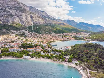 Markierte Position der Villa in der Stadt Makarska

