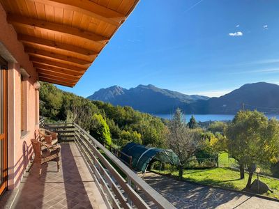 Der Panoramablick auf den See vom Balkon aus